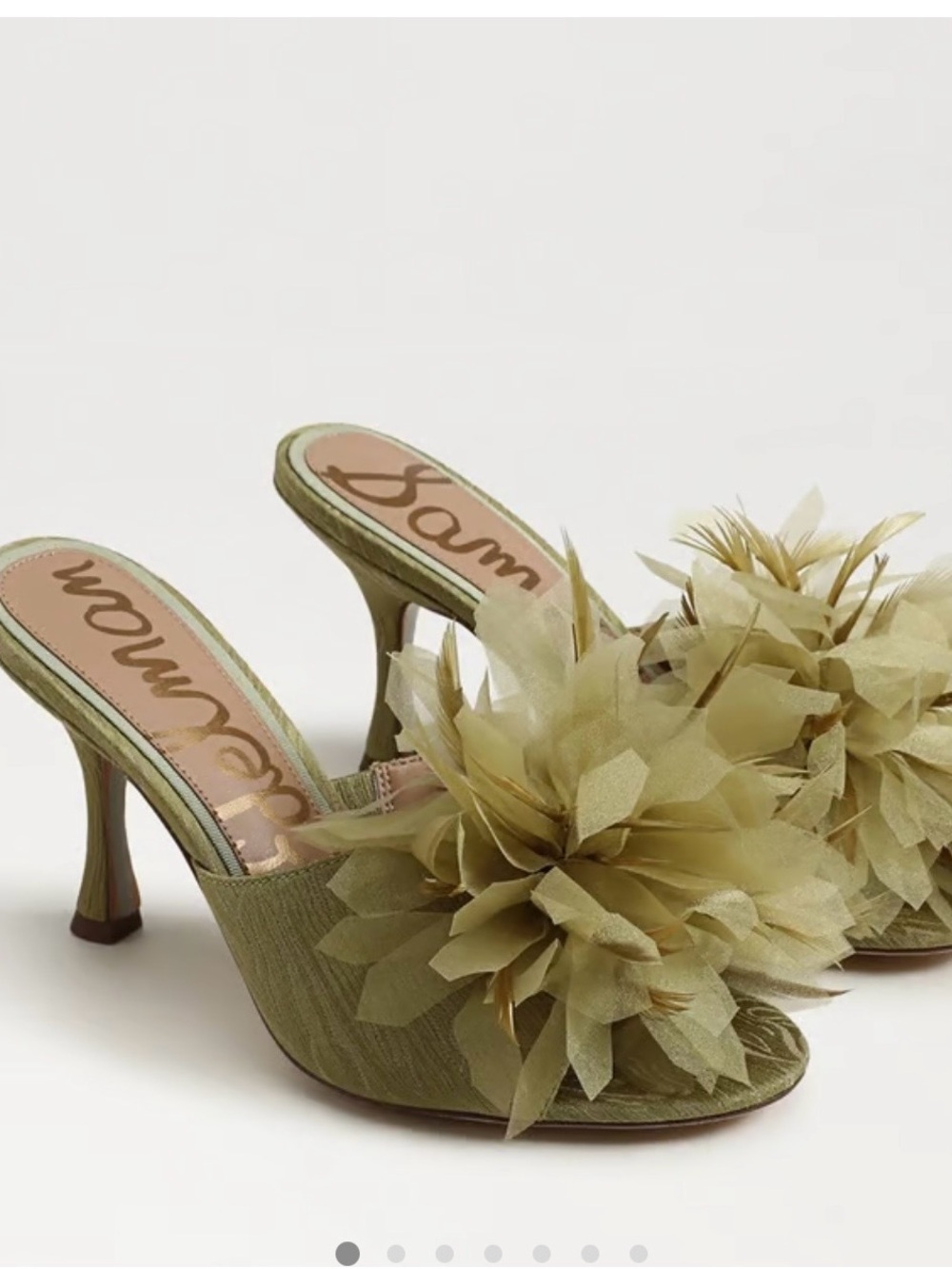 Sam Edelman Sage Green Floral Mule Heels